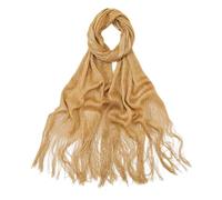 RY-EARL Mariage Femme en Dentelle Dorée avec Franges, Châle Soie Brillant pour Robe de Soirée, Pashmina Cérémonie Mariée Invité, Foulard Plage Fin 45x164cm