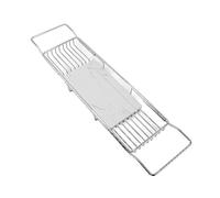 ry Plateau de baignoire en acier inoxydable avec côtés extensibles - Ele Silver & White Nizer de bain pour les amateurs de spa, parfait pour une expérience de trempage relaxante.