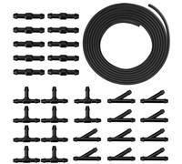 RYAN 1 Jeu Durite Lave Glace avec 30 Pièces Raccord Tuyau Lave Glace (Type Y I T) 4M Caoutchouc Kit de Durite Essuie Glace Tuyau pour Pare Brise de Voiture (Noir)
