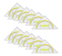 RYAN 12Pcs Géométrie Plastique Règle Equerre Rapporteur 2 en 1 Kit Geometrie Triangle Plastique à Dessiner avec Poignée Requerre 16cm Plate Transparente pour l'école et le bureau