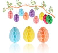 RYAN 14 Pièces Oeufs de Paques à Suspendre Oeuf de Paques a Decorer en Papier Réutilisables Décorations de Pâques pour Décoration Intérieure et Extérieure Printemps