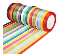 RYAN 18 Pièces Ruban Satin 10mm x 22m Ruban Couleur Mariage Ruban Tissu pour Bricolage Art & Artisanat Emballage Cadeau Ballons Nœuds Décoration (18 Couleurs)