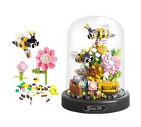 RYAN 588 Pièces Briques de Construction Bouquet de Fleurs avec Couverture de Poussière et Chaîne Lumineuse Ambiante Réglable pour Adultes Cadeau Décoration de Maison Collection Botanique