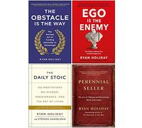 Ryan Holiday Collection 4 Books Set (The Obstacle is the Way, Ego is the Enemy, The Daily Stoic, [Hardcover] Perennial Seller)