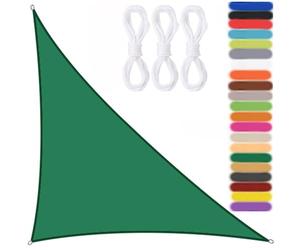 Ryanbem Voile de Parasol Triangle 95% RéSistant Aux UV, Voile D'Ombrage ImperméAble ExtéRieur, Voile de Parasol avec 3 Morceaux de Corde pour Jardin Patio Piscine Vert Foncé 3x3x4.3m