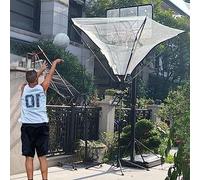 Ryanong Appareil de retour de balle de basket-ball sur pied - Retour de balle de basket-ball - Fixation de filet de fixation - Entraînement de basket-ball pour extérieur et intérieur
