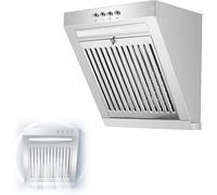 Ryanong Hotte aspirante push-pull 380 mm en acier inoxydable avec lumière LED, pression du vent 390 pa et deux niveaux de réglage de l'aspiration, filtre à huile amovible, pour cuisine, restaurant