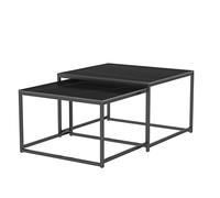 Ryanong Lot de 2 tables basses gigognes modernes pour salon, centre, bureau, table carrée en marbre avec empilable