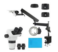 Ryanong Microscope d'observation 3,35 x 6,7 x 45 x 90 x Parfocal Binoculaire Stéréo Microscope avec bras articulé Pince à focul Support pilier B colonne 25 mm
