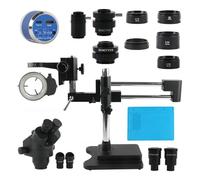 Ryanong Microscope d'observation 7X45X Stéréo Industriel PCB Soudure Réparation Microscope Trinoculaire 55MP 48MP 4K HDMI USB Caméra Vidéo Double Boom Bras Base Stand