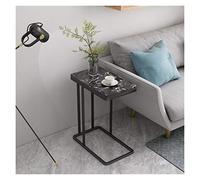 Ryanong Petite table basse nordique en marbre - Table de chevet centrale minimaliste moderne pour salon - Fer forgé