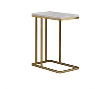 Ryanong Petite table basse nordique en marbre - Table de chevet centrale minimaliste moderne pour salon - Fer forgé