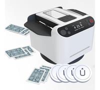 Ryanong RIJPEX Distributeur de cartes automatique et mélangeur de cartes à jouer Machine à jouer à 360° avec 4 boutons sans fil Dealer pour UNO, Blackjack, Texas Hold'em Noir/Blanc