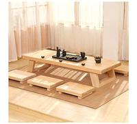 Ryanong Table de sol japonaise de 139,7 cm, table d'autel basse pour tatami, petite table basse pour s'asseoir au sol, pour salle à manger, salon, couleur bûche - 120 x 60 x 35 cm (couleur bûche 120 x