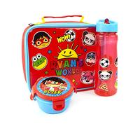 Ryan's World Ensemble de boîte à lunch pour enfants | Sac isolé pour garçons, bouteille d'eau et pot à collation | Aventure avec le super-héros Red Titan | Garde la nourriture fraîche
