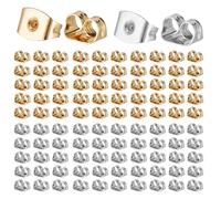 Ryaupy 100 Pièces Fermoirs de Boucles d'oreilles, Attache Boucles d'oreilles, 304 Boucle d'oreille en Acier Inoxydable Dos Écrou, Couleur pour la Fabrication des Boucles d'oreilles, Or et Argenté