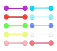 Ryaupy 10PCS Ensemble clous mamelon langue plastique flexibles colorés - ensemble perçage langue - bijoux corps perçage haltères