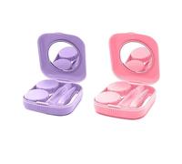 Ryaupy 2PCS Étui à Lentilles de Contact Portable avec Miroir - Bouchons L et R - Ensemble de Voyage, pour Les Voyages Quotidiens comme Les Voyages et Le Travail (Violet et Rose)
