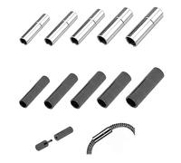 Ryaupy Lot de 10 embouts en cuir et fermoirs pour bracelet - Boucle en cuivre, fermoir tubulaire pour bijoux, cordon en cuir, collier, paracorde, cordon argenté (2/2,5/3/4/5 mm)