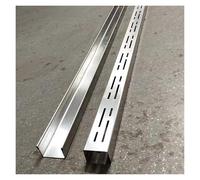 RybdaFDc Caniveau de tranchée en Acier Inoxydable argenté avec Embouts, kit de caniveaux de Drainage, systèmes de Drainage for allées de Jardin, Grille de Drainage de tranchée perforée(W35*H30mm)