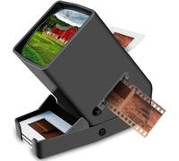 Rybozen Visionneuse de diapositives de 35 mm, grossissement x3 et affichage éclairé par LED et fonctionnement à piles pour diapositives de 35 mm et négatifs positifs (4 piles AA incluses)