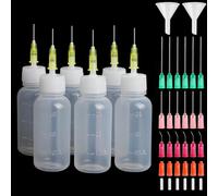 Rybtd 6 Pièces Applicateur de Bouteille Aiguille 30ml Precision Tip Applicator Bottle，Flacons à Aiguilles avec Aiguilles de Distribution et Capuchons pour Liquide,Huile de Colle,Peinture Acrylique