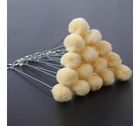 Rybtd 60 Pièces Outil de Teinture en Cuir Laines Balle Brosse Poignée Métal Brosse de Laine de Boule Cuir Balles Brosse Teintures Boules Brosses Tampons Laine