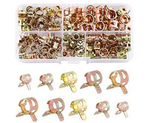 Rybtd Clip à Ressort Tuyau Serre-Joints 100 PCS Collier Durite Essence 6-10mm Collier de Serrage Ajustable 5 Sortes de Tailles pour Fixer Tuyaux Souples et Durites