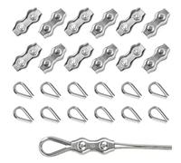 Rybtd Duplex Clips Serre-Câbles 24 Pièces M6 Duplex Clips avec M3 Cosse Coeur，304 Serre Cable Acier 6mm Pinces Duplex pour Cable Acier 6mm，Serre Cable pour 5mm Câble Métallique