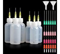 Rybtd Lot de 6 bouteilles à aiguilles 30/50 ml avec aiguilles de dosage et capuchons, flacon de colle à pointe d'aiguille pour bricolage, artisanat, colle de rechange d'huile de machine à coudre
