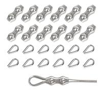 Rybtd Serre Câbles Duplex Clips Serre-Câbles 24Pièces M2 Duplex Clips avec M2 Cosse Coeur,Serre Cable Acier 2mm Pinces Duplex pour Cable Acier 1mm，Serre Cable pour Auvent Tendeur de Corde à Linge Fixe