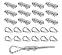 Rybtd Serre Câbles Duplex Clips Serre-Câbles 24Pièces M5 Duplex Clips avec M5 Cosse Coeur,Serre Cable Acier 5mm Pinces Duplex pour Cable Acier 5mm，Serre Cable pour Auvent Tendeur de Corde à Linge Fixe