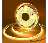 RYE Bande LED COB 12 V 3 m avec queue de câble d'extension, blanc chaud 2700 K, 320 LED/M, IRC 90+, 5 mm de largeur, ruban LED uniforme sans points pour chambre, armoire, maison, voiture, projets de