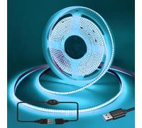 RYE bande lumineuse LED COB USB 1.5M 5V bleu clair 320LED/M,ruban led flexible pour rétroéclairage d'affichage TV,miroir,armoire,placard,armoire bricolage éclairage avec d'un contrôleur