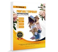 Ryebme Papier de Transfert temporaire Imprimable pour Laser & Jet d'encre,Autocollant de Tatouage DIY,Transfert d'image personnalisé pour Tatouage & Bougies A4 Taille 6 Pack (Transparent)