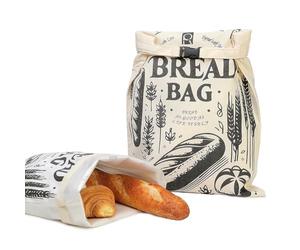 Ryelea Lot de 2 sacs à pain réutilisables en coton pour le stockage du levain et du pain faits maison, 43,2 x 33 cm (mélange)