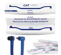 RYERCAT Brosse à Dents Chat Double Face Micro Tête pour Chaton Bleu Espace | Brosse à dents pour chat en plastique fécule de maïs avec micro tête, poils souples et cure-molaire pour chats et chatons