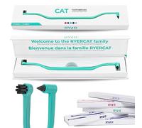 RYERCAT Brosse à Dents Chat Double Face Micro Tête pour Chaton Bleu Océan | Brosse à dents pour chat en plastique fécule de maïs avec micro tête, poils souples et cure-molaire pour chats et chatons