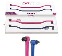 RYERCAT Lot de brosses à dents double face pour chat - Brosse à dents pour chaton avec micro tête pour s'adapter à la bouche du chaton - Fournitures de soins dentaires pour chats (flamant rose et bleu