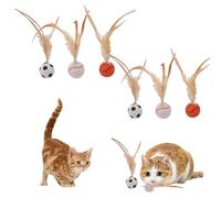 Ryfpdml Lot de 6 balles rebondissantes interactives en plumes pour chat d'intérieur - Balle rebondissante avec plumes pour chiot, chaton et chien (B)