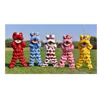 Rygcrud 1 Pièce Danse du Lion Chinois Costume De Mascotte - Laine, Accessoires pour Une Seule Représentation pour Taille 155 À 175 Cm, pour Cadeaux Fête Décoration d'halloween(Blue)