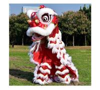 Rygcrud Chinois Laine Danse du Lion Costume - Tête 63,5 Cm, Mascotte Traditionnelle Adulte Accessoires De Spectacle pour Noël Décoration(Blanc)