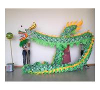 Rygcrud Danse du Dragon en Soie Chinoise pour 6/8/10/12 Joueurs, Fitness en Plein Air Ensembles De Jonglage pour Les Spectacles De Rue du Nouvel an, La Parade De Noël(Green,10m/6people)