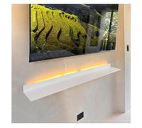 Rygcrud Étagères métalliques suspendues murales, corniche pour Tableaux avec éclairage LED 3000 K Étagère linéaire à Monter soi-même pour Le Salon(Blanc,100x20x6cm)