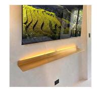 Rygcrud Étagères métalliques suspendues murales, corniche pour Tableaux avec éclairage LED 3000 K Étagère linéaire à Monter soi-même pour Le Salon(Gold,100x20x6cm)