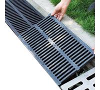 Rygcrud Plastique Polymère Grille De Drainage pour Caniveau, Extérieur Rectangulaire Crépine d'eau De Pluie, Surface Au Sol Couvercle D'évacuation d'eau pour Trottoir Côté Maison(50X20X2.5 CM)