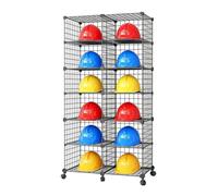 Rygcrud Supports pour Casques Chantier pour Le Rangement Tous Types Casques | Empilables Organisateur Étagère De Présentation Sur Roulettes Pour Chantiers, Garages, Ateliers Ou Sites De Travail