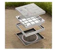 Rygcrud Trottoir Extérieur Invisible Couvercle De Regard Acier Inoxydable, Couvercles De Fosse Septique avec Crochet De Levage pour Revêtement en Béton, Acier Inoxydable 304(90x90x5 cm)