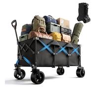 RYGEO Chariot pliable avec roues - Avec poignée réglable - Grande capacité de 200 l et 550 lb - Pour le shopping, le camping, le jardin, la plage et les sports de plein air (noir)