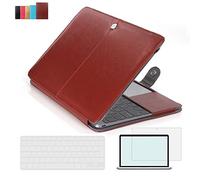 RYGOU 3 in 1 Leather Bag Case with Keyboard Cover Screenguard for Macbook 12 inch Model:A1534